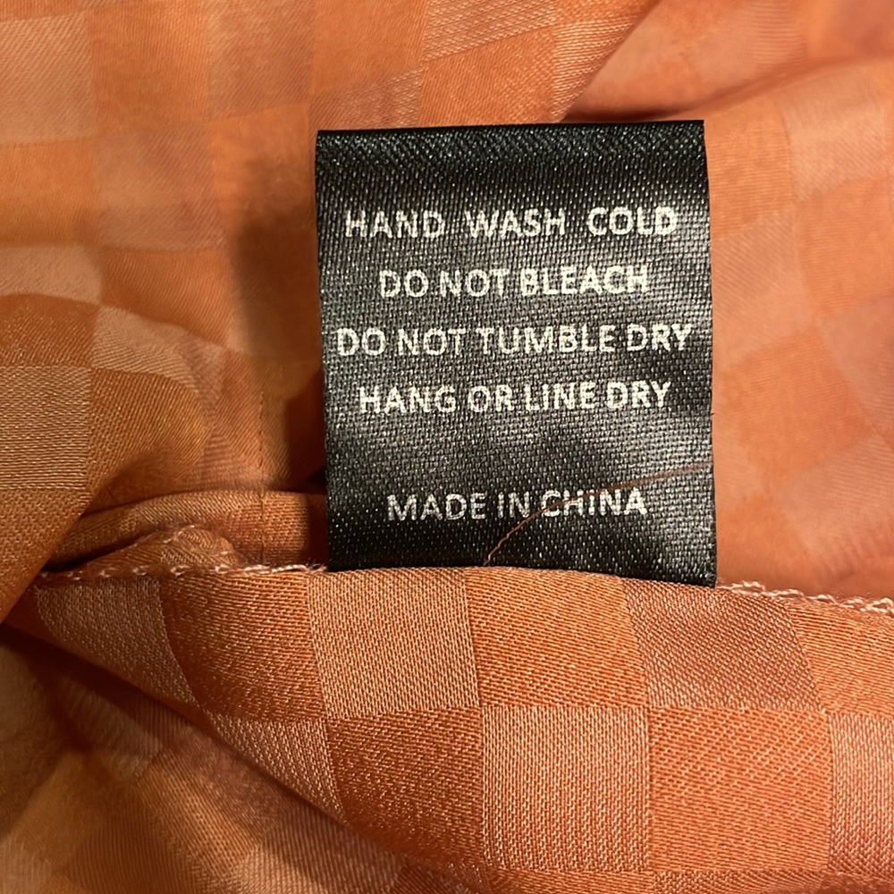 Orange Blouse With Checked Pattern Size Small - image 8